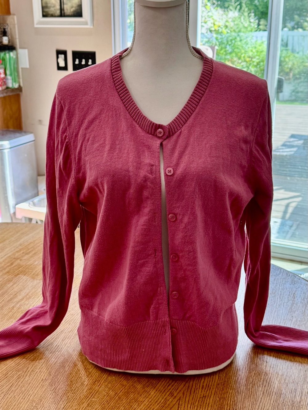 GAP Dusty Rose Button-Front V-Neck Cardigan